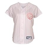 Women`s Chicago Cubs Pink Pinstripe Replica Jersey - L