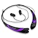 Rymemo 2015 Newest Universal Wireless Bluetooth 4.1 Music Stereo Sports Headset Headphone Vibration Neckband Style for iPhone Samsung (Purple-Black)