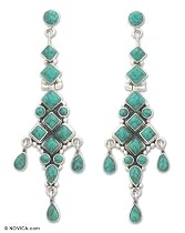 Earrings, 'Sky Goddess' 0.8" W 3" L