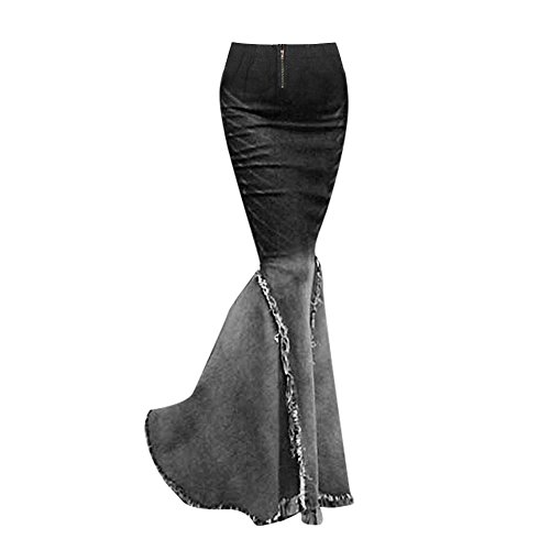 Zicac　スカート　クラーデション　フォーマル　優雅　美尻　フレア　デニム生地　ファッション　パーティー・結婚式・披露宴・祭りに活躍　レディース・ガールズ