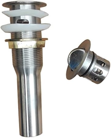 LANGPAI Stainless Steel Pop Up Drain With Overflow Push Down Style Stopper Brush Nickel Finish