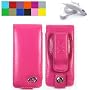 (4 in 1 Combo many color available) Sumac Brand Leather Case with Swivel Belt Clip + Screen Protector for Apple iPod Nano Nano-Chromatic 4th Generation 8gb 16gb (Nano Chromatic Not Included) + CLOTH + Car Charger for ipod nano Chromatic + Wisdom*Courage Neckstrap