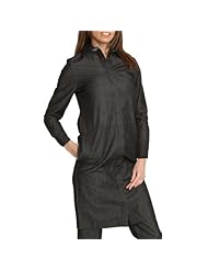 Cotton/Denim Dropped   Waistline Belted  Shirt  Dress