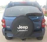 Premium Quality Haartz® Black Denim Vinyl with Jeep® Liberty Logo Tire Cover