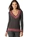 Apparel : DKNY Jeans Cable-Knit V-Neck Sweater with Metallic Trim