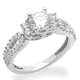 14K White Gold Engagement Ring 1ctw CZ Cubic Zirconia Solitaire Ring