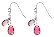 Sterling Silver And Triple Mixed Berry Oval Briolette Drop Earrings