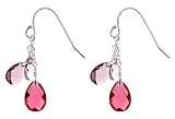 Sterling Silver And Triple Mixed Berry Oval Briolette Drop Earrings
