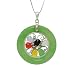 Sterling Silver Green and Multi-Color Jade, Black Onyx Circle Pendant on Chain, 18" image 1