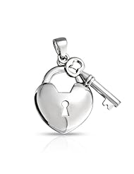 Valentines Day Gifts Bling Jewelry Key to Your Heart Padlock Pendant Sterling