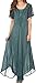 Sakkas 16603 - Egan Long Embroidered Caftan Dress / Cover Up With Embroidered Cap Sleeves - Denim Blue - OS