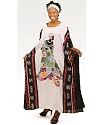 Royal African Lady Caftan Kaftan with Matching Headwrap - Available in Mustard, White with Blue, or White with Green