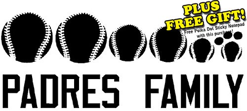 Padres Baseball Family Vinyl Wall / Car Decal Stickers + with Free Polka Dot Sticky Notepad