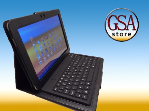 *** BLACK FRIDAY SALE – GSAstore – Samsung Galxy Tab Bluetooth Keyboard and Leather Case – Custom Designed By GSAstore ™ For Galaxy Tab P7510. Fits Samsung Galaxy Tab 10.1″. (Samsung Galaxy Tablet NOT included)