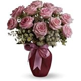 A Dozen Pink Roses and Lace