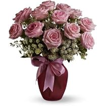 A Dozen Pink Roses and Lace