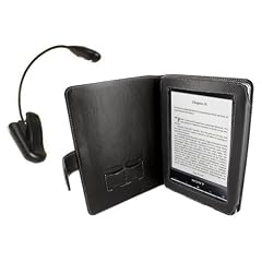 Navitech Schwarze Echte Napa Leder 6 Zoll Trage Tasche / Cover im Buch Stil mit Lese Nacht Licht f�r das Sony PRS T1 und das PRS T1 BC Touch e-reader Ger�t
