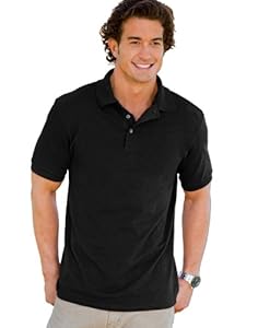 Hanes Men's 7 oz Hanes STEDMAN Cotton Pique Polo, L-Black