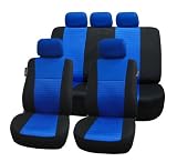 FH-FB060115 Trendy Elegance Car Seat Covers, Airbag compatible and Split Bench, Blue / Black color