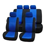 FH-FB060115TrendyEleganceCarSeatCovers,AirbagcompatibleandSplitBench,Blue/Blackcolor