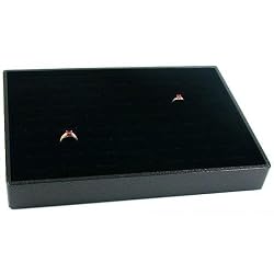 56 Slot Black Velvet Ring Display Jewelry Showcase Tray