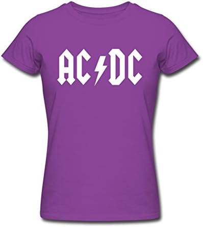 Tinage ACDC Womens Slim Fit T-Shirt A0004 Rock Band Short Sleeve Cotton Tshirt Purple L
