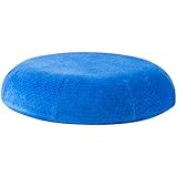 Aeris Donut Pillow - Queen Size Memory Foam Seat Cushion with Machine Washable Blue Plush Velour Cover