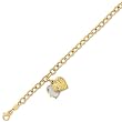 14K Yellow Gold Charm Bracelet With Heart Locket - 7.25 inches