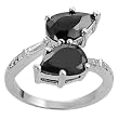 Silvertone Black and White Cubic Zirconia Wrap-around Ring