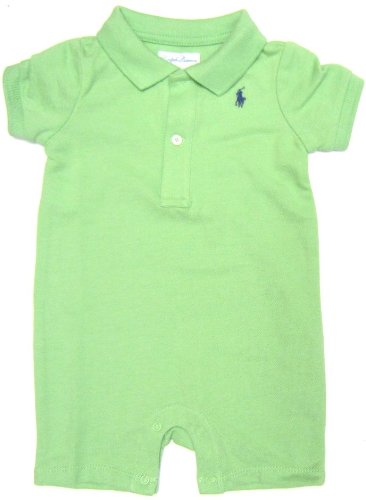 Ralph Lauren Baby Boys Shortalls in Light Green, Blue Pony