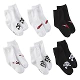 Me In Mind black/red/white Boys Rocker Socks, 6 Pairs - 0-12M
