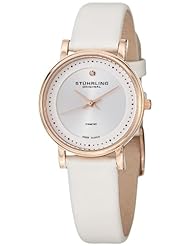 Stuhrling Original Womens 734L.04 Classic Ascot Castorra Elite Swiss Quartz Ultra Slim Genuine Diamond White Leather Strap Watch