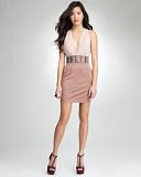 Two Tone Deep V Dress - ANTLER/ROSE DUST (S)