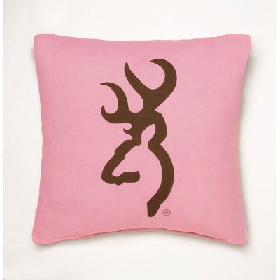 Pink Buckmark Square Logo Pillow Color: Pink