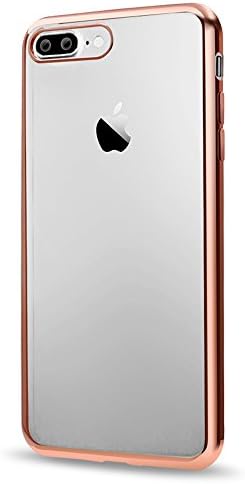 iPhone 7 Plus Case, Naoho® New Fashion Plating Frame Soft TPU Clear Case for iPhone 7 Plus Silicon Gel Back Cover Anti-scratch Full Cover Shockproof Durable Cover (Rose Gold color_iPhone 7 Plus)