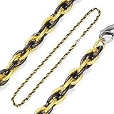 316L Stainless Steel IP Black and Gold Tri-Link Chain