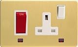 Varilight - 45A Cooker Panel (with 13A Switched Socket) And With Neon Dimension Screwless Brushed Brass - XDB45PNWS