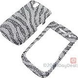 Premium Luxurious Designer Hard Diamond Crystal Snap-on Case for Blackberry Tour 9630 Case - Black Silver Zebra Diamond