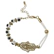 Gold and White Hasma and Evil Eye Bracelet Fashion Jewelry
