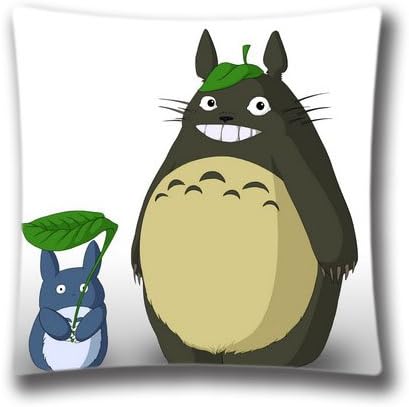 Custom Spring Soft Square Zippered Cushion Throw Case Pillow Case Cover 18X18 inch (Twin Sides) -My Neighbour Totoro Background Unique Pillowcase,Art12253