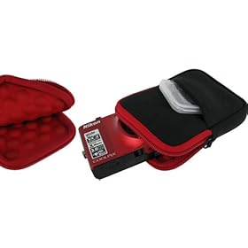 rooCASE Super Bubble Neoprene (Red / Black) Sleeve Case for Nikon Coolpix Digital Camera S3300 S4300 S6300 S9300 L26 P310