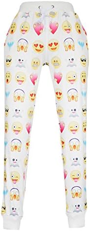 TOSHOO Unisex 3D Emoji Sweatpants Joggers Sportswear Pants (XL, White)