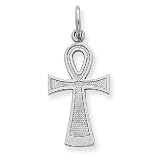 14k White Gold Ankh Cross Pendant