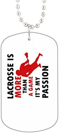 Lacrosse Design Dog Tag, Aluminum Pet Tag Cat Animal Tag Necklace Pendant Chain Size 1.2 X2 X0.1 Inches In Diameter