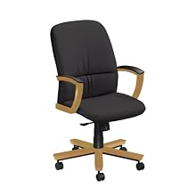National Office Furniture Triumph High Back Executive Wood Office Chair, Honey Maple, Black Faux Leather