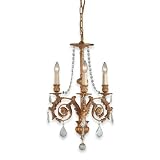Royce Lighting RC2183/3BGD Versailles Three-Light Chandelier Brulee Gold with Crystals