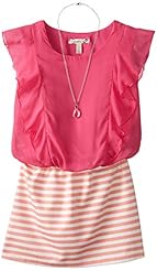 Girls Cotton/Polyester  Lace  Dress With a Sash  and Ruffles