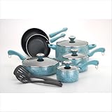 Porcelain Nonstick 12 Piece Cookware Set in Blue