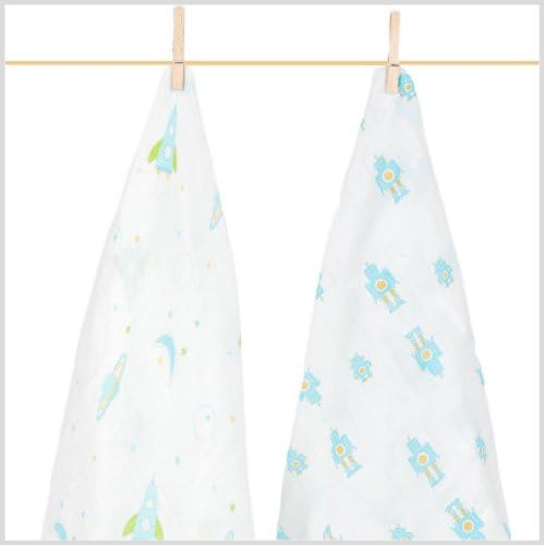 Aura Weavers Organic Muslin Swaddle Blankets, Little Explorer, Large