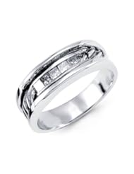 14k White Gold 0.48 Ct Princess Diamond Wedding Ring